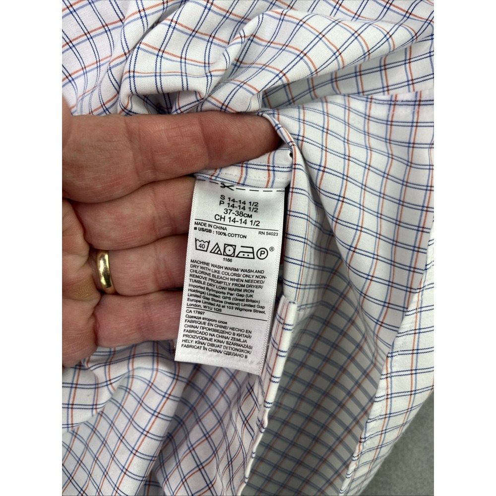 Banana Republic Dress Shirt Mens Small Blue Check Tailored Slim Fit Non Iron LS - Picture 14 of 16